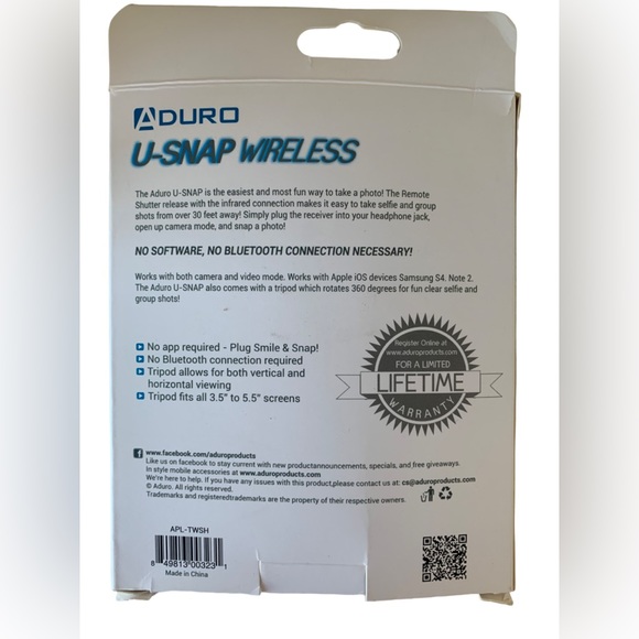 ADURO USnap Wireless Tripod Great For Selfies Tripod Clip Doubles as Phone Stand - Picture 4 of 12